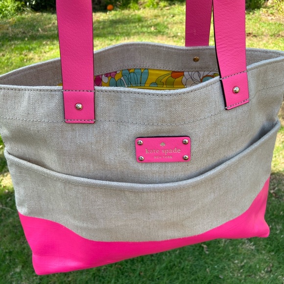 kate spade Handbags - Kate spade pink and canvas tote